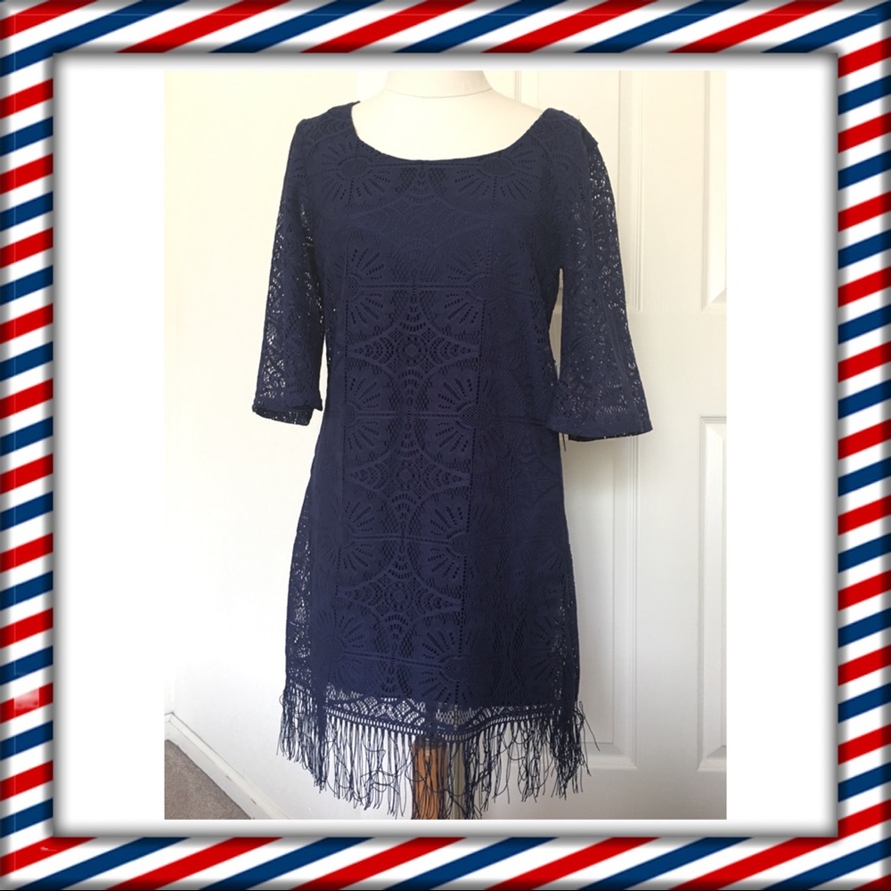 Junior Girls Navy Blue Allover Lace Dress As U Wish